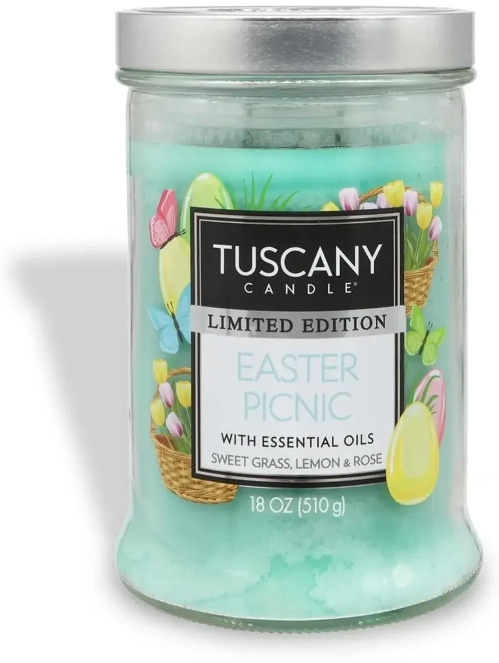 Tuscany Candle Easter Picnic Sweet Grass Lemon Rose Scented Easter Candle 18 oz